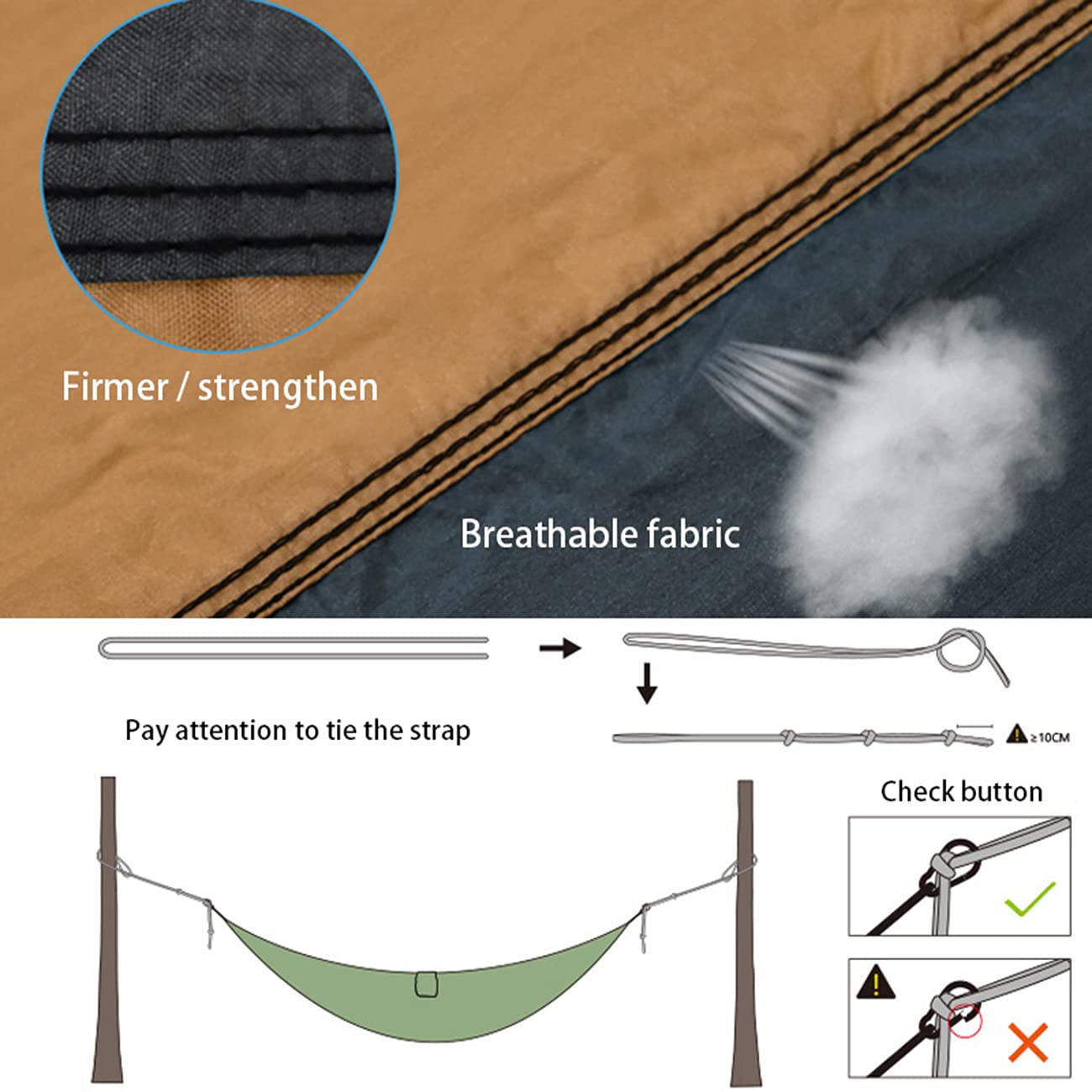 Hamac en Nylon léger de 260 x 140 cm, hamac de Camping avec moustiquaire et bâche Anti-Pluie, capacité de Charge de 200 kg, hamac d'extérieur pour randonnée, Jardin, Voyage,A