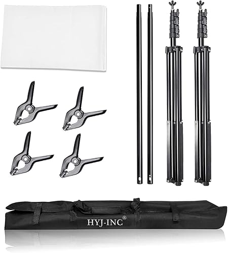 Miniatura 3 de HYJ-INC Sistema de soporte de fondo para fotos con kit de soporte de fondo de 10 x 10 pies, 10 x 12 pies, telón de fondo de muselina de algodón 100%
