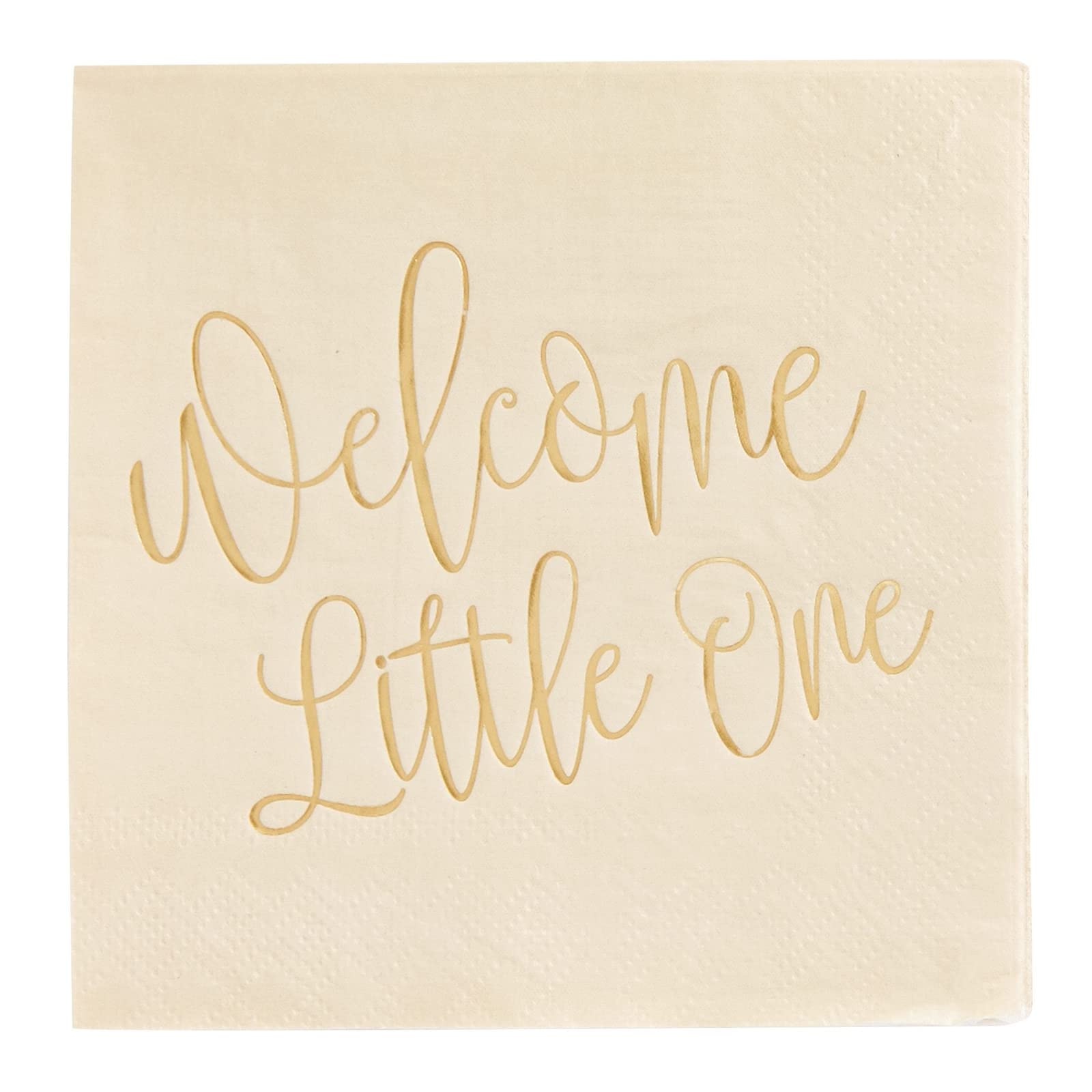 Baby Shower Napkins - Light Tan Welcome Little One -5