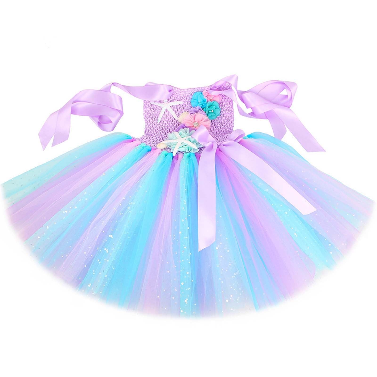 Costume Carnevale Ragazza 14 Anni-Vestito da Bambina con tutù e Paillettes Scintillanti, Gonna a Strati in Rete per Feste di Compleanno e Halloween