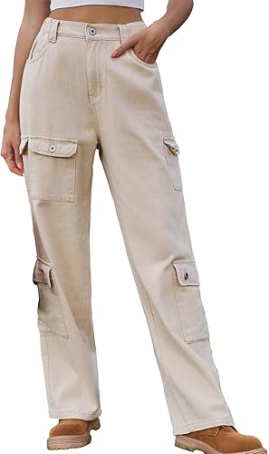 Pantalones cargo para mujer, jeans de cintura alta, pantalones de senderismo, pantalones deportivos con múltiples bolsillos, ropa de moda 2023