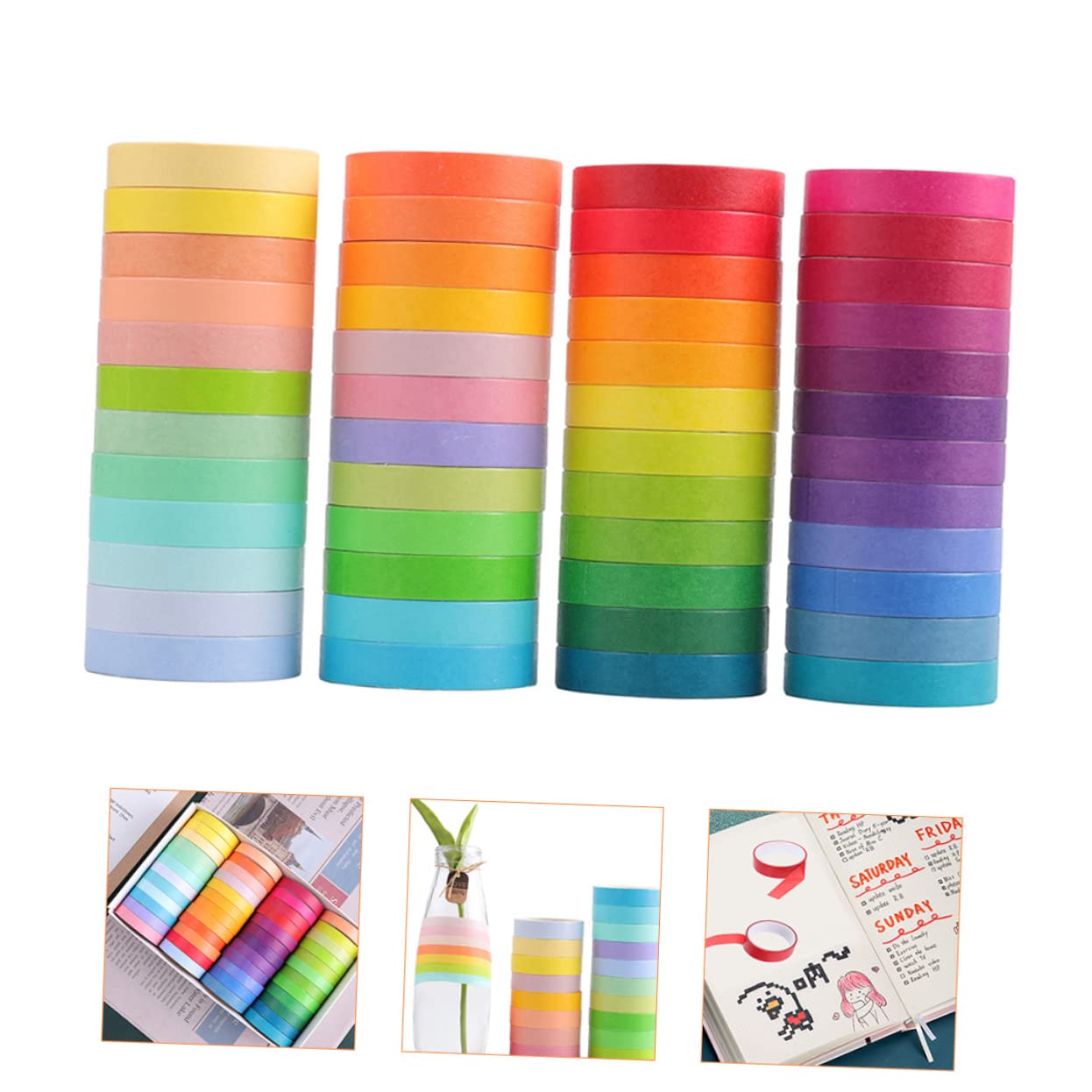 Lurrose 144rotoli Nastro Adesivo Washi Per Scrapbooking Di Adesivi Decorativi Per Fai Da Te e Progetti Creativi Per Adulti