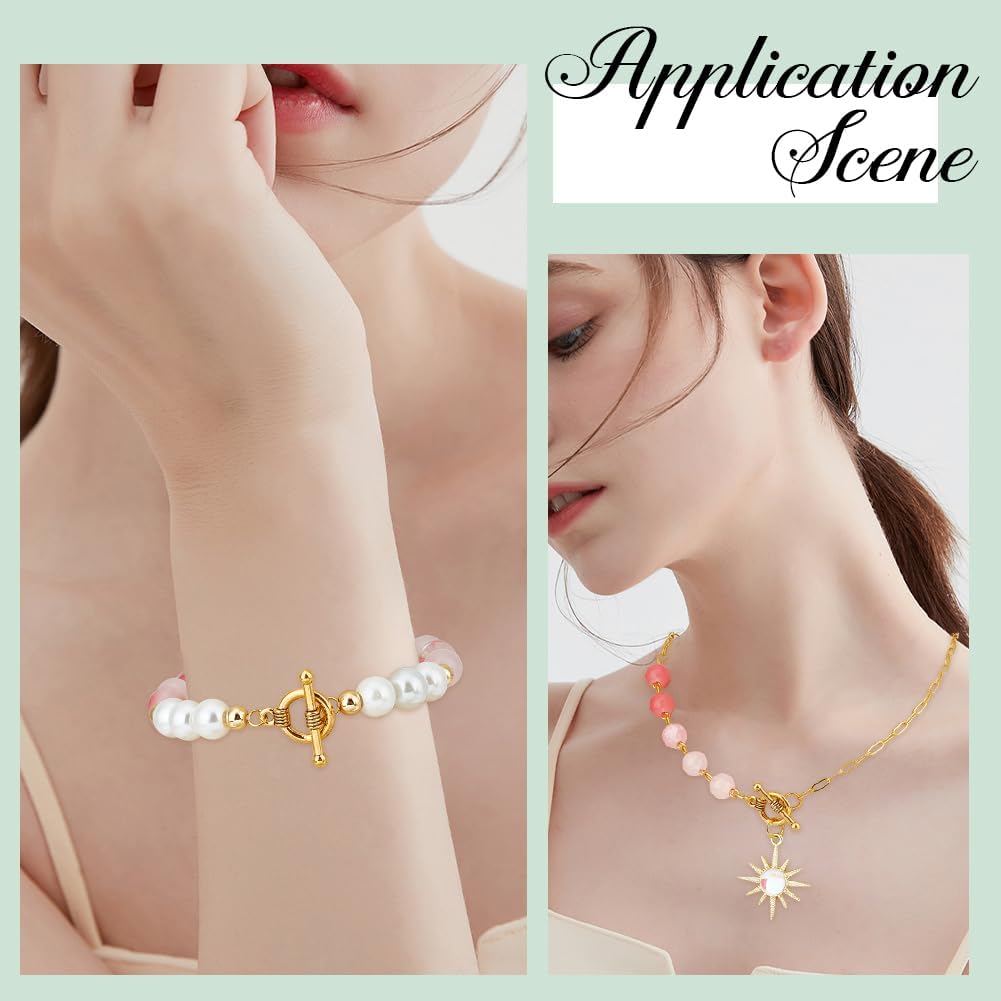 1 Box 120 Sets Gold Toggle Clasps Toggle Jewelry Clasps Antique Gold Tibetan Style Alloy Metal Ot Clip Bulk Round t Bar Bracelet Closure Connectors for Jewelry Crafting Making Accessories - Image 4