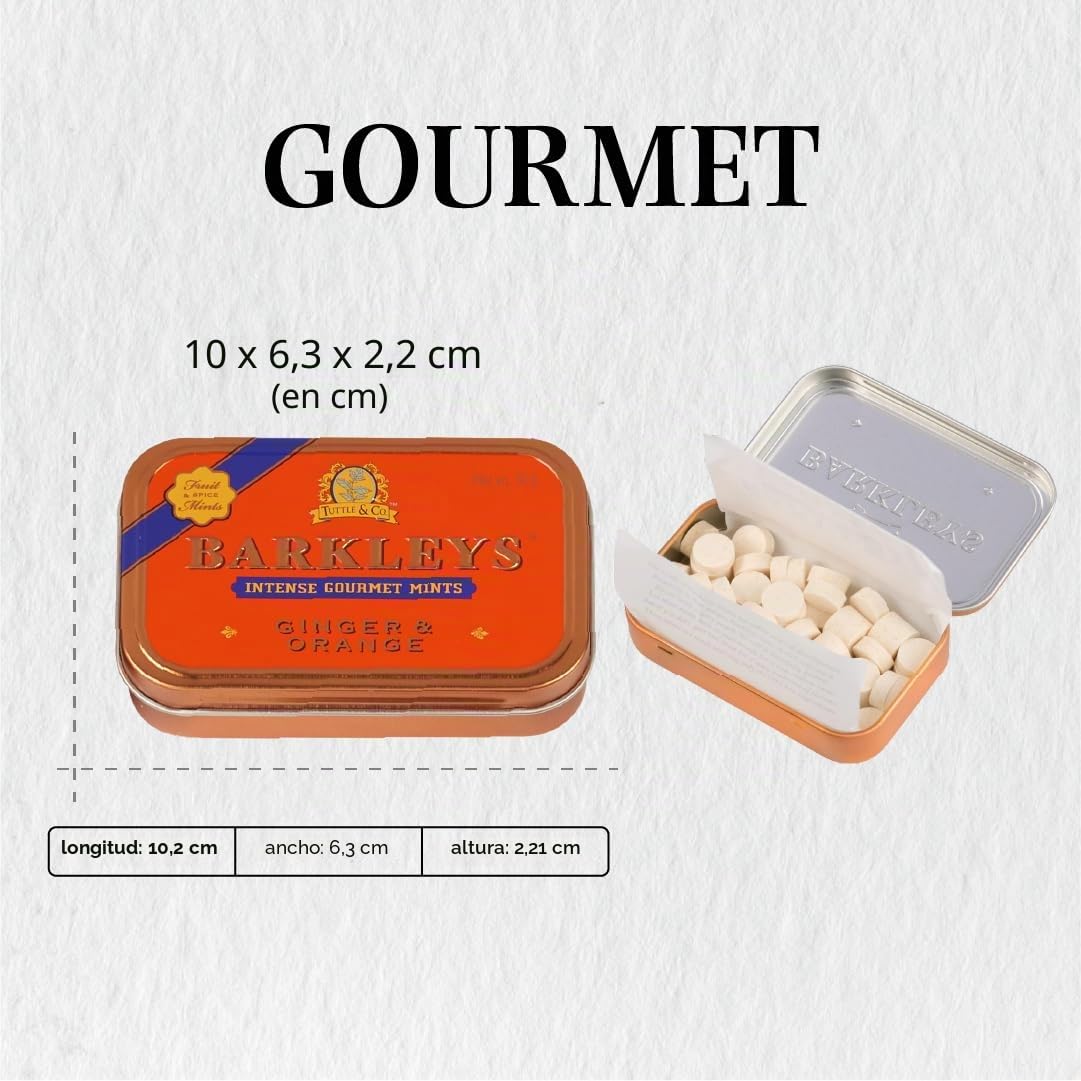 Barkleys Gourmet Mints - Ginger & Orange, 6 tins, 6-pack= 6 tins of 50g
