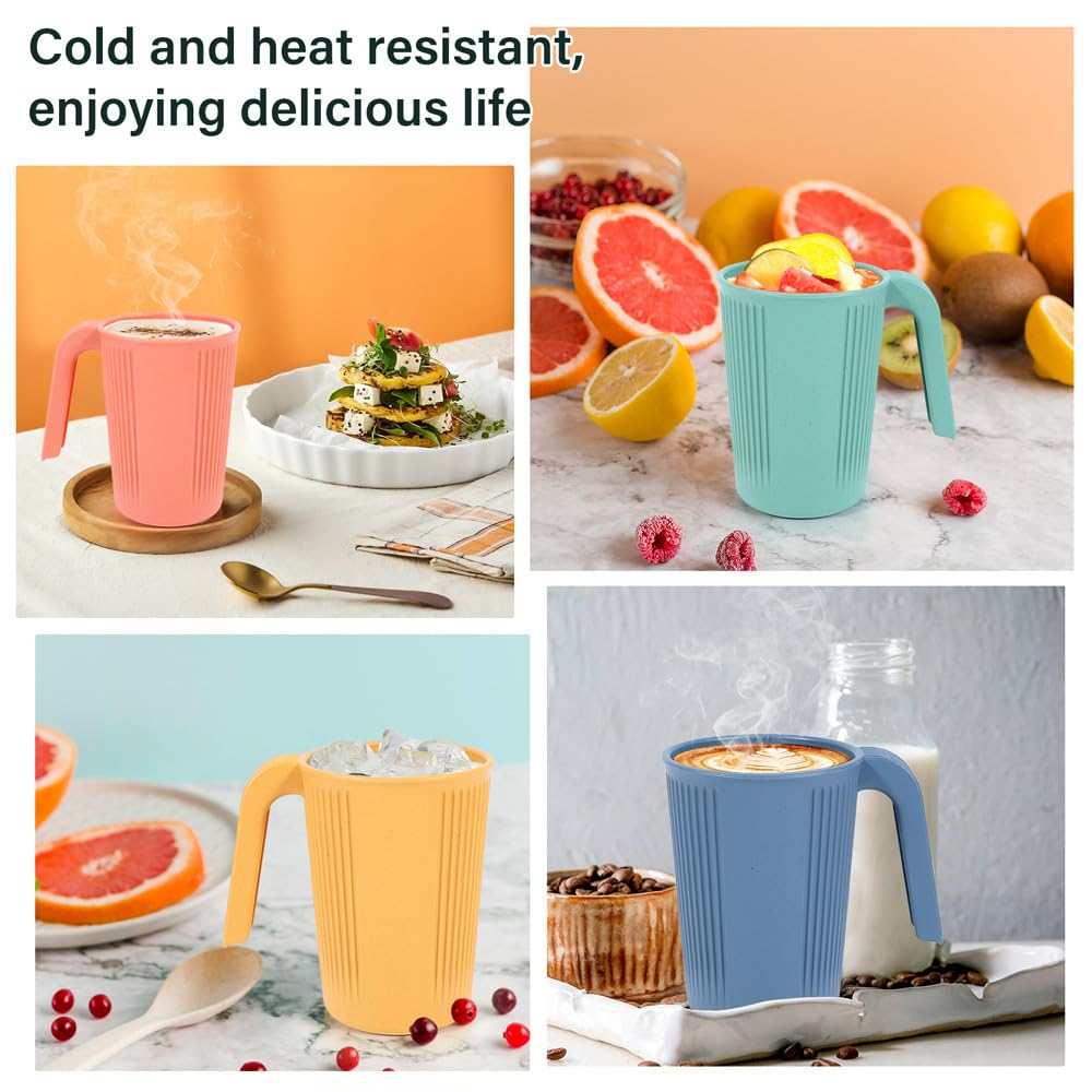 milaosk Bicchieri Plastica Rigida Lavabili Riutilizzabili 4 Pezzi Tazza Plastica con Manico Tazzina Caffè Bicchieri per Bambini e Adulti,Senza BPA,Utilizzabile in Microonde e Lavastoviglie