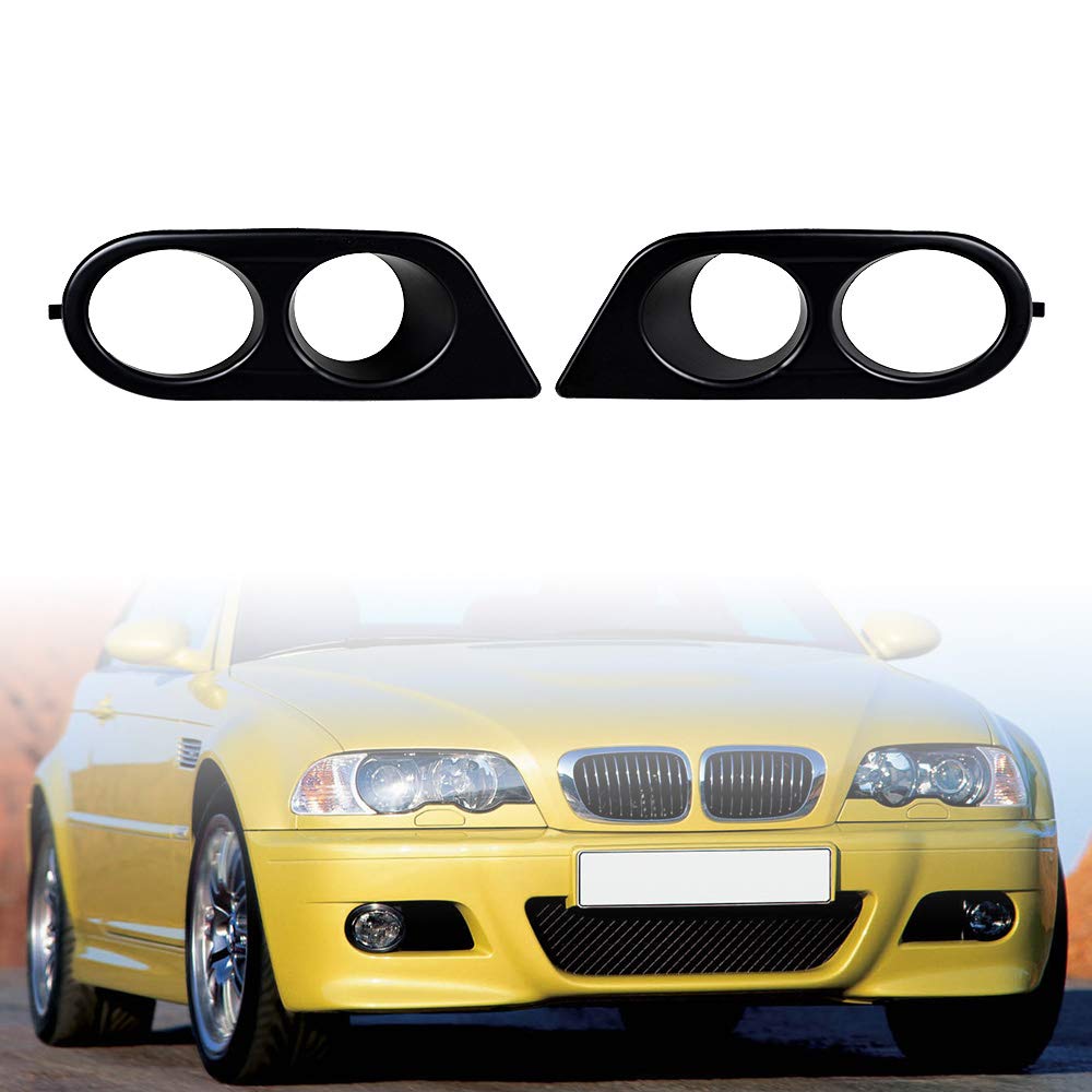 1x ABS Ham Style Front Lower Bumper Fog Light Covers Direct Bolt-On Compatible with BMW 01-06 E46 M3 (Matte Black)