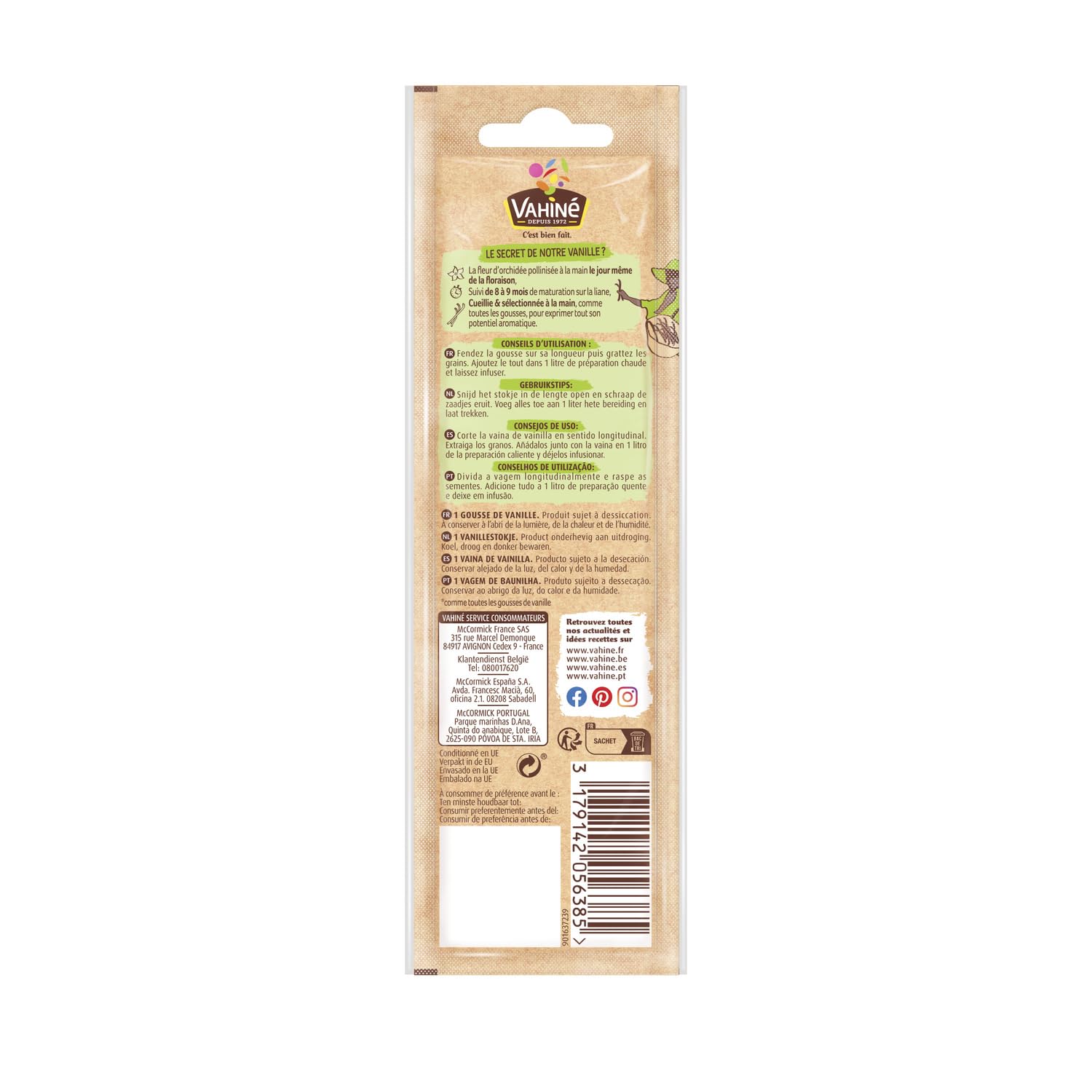Sublimez vos pâtisseries avec une gousse de vanille authentique - VAHINE, x1, 2 g - Lot de 3