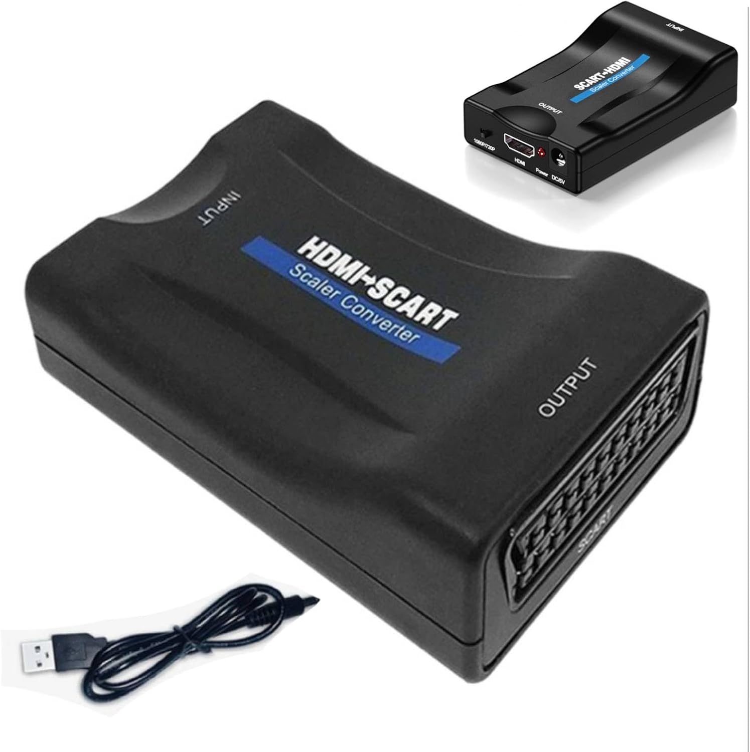 HDMI to Scart Converter Adapter, 1080p Hd Video Audio Output Converter for Tv, Supports Pal, Ntsc (3.58/4.43), Secam, Pals/m, and Pal/n Formats, for DVD Player Tv Hd Monitor Projector