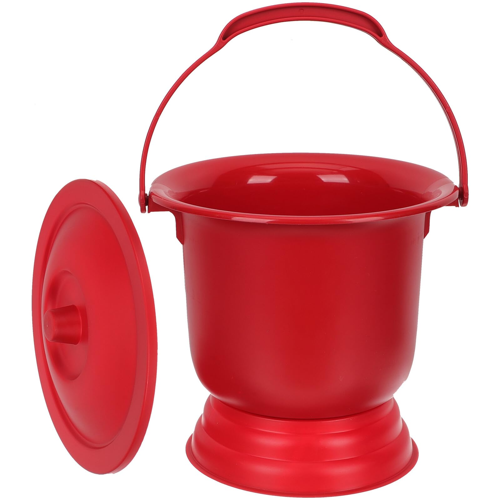 POPETPOP Escupidera Portátil Roja para Bodas, Cubo de Orina Grande de Pp Grueso Tapa y Base Antideslizante, Orinal Práctico y Duradero para Uso Doméstico y Hospitalario