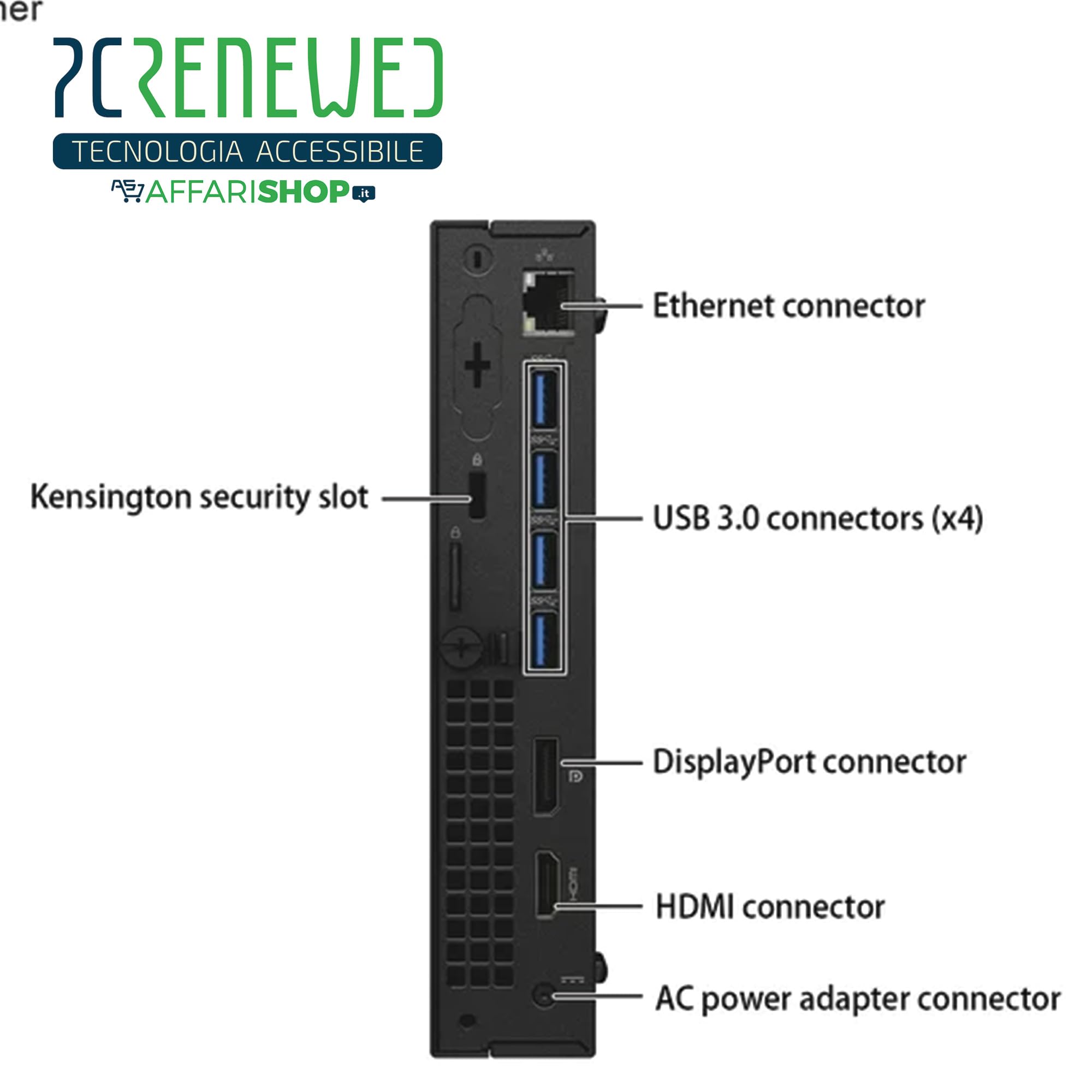 PCRENEWED Mini pc optiplex 7050 computer desktop (Ricondizionato) windows 11 pro + office 2021 | CPU I5 7500t | Ram 16GB| SSD M.2 256 NVME Wifi BTH mini computer (SOLO PC)