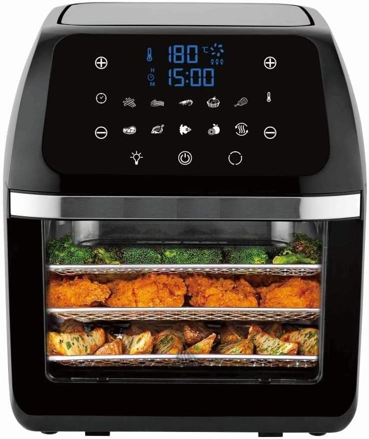 Laptronix Digital Air Fryer 12L Air Oven Low Fat Healthy Cooker 1800W Oil Free with Rotisserie