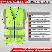 Vista 2 de HYCOPROT High Visibility Safety Reflective Vest with Pockets and Zipper, Meets ANSIISEA Standards