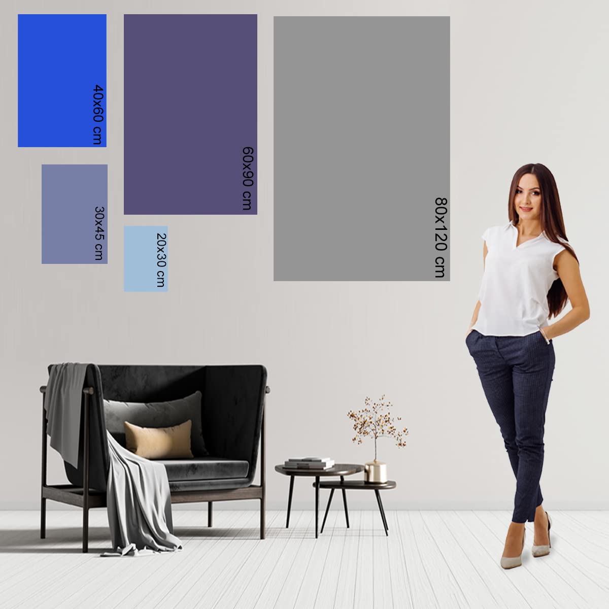 Feeby - Wandbilder Wohnzimmer 80x120 cm, Abstraktion Geometrie, Leinwand Bilder, Bilder für Schlafzimmer, Echter Gemalter Effekt, Moderne Wanddeko, Gemälde - Wie Gemalt Boho Beige