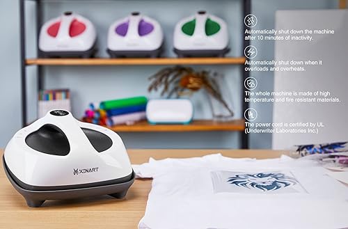 Miniatura 23 de Xinart Small Heat Press with Display (285℉ to 400℉) 7"x3.8" Mini Heat Press Machine for T-Shirts, 4 Levels Temp Settings Portable Heat Press Iron