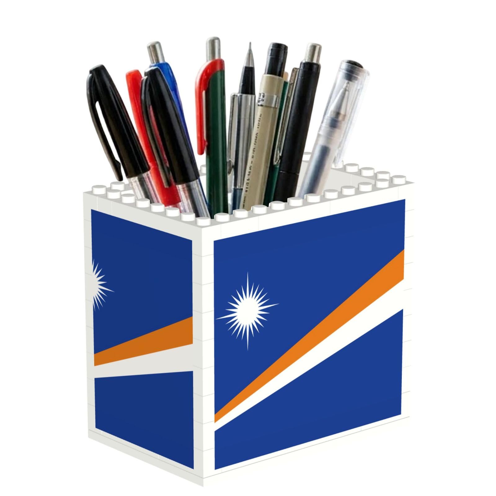 SXZVVBN Flag of the Marshall Islands Building Block Desk Tidy ABS Organiser