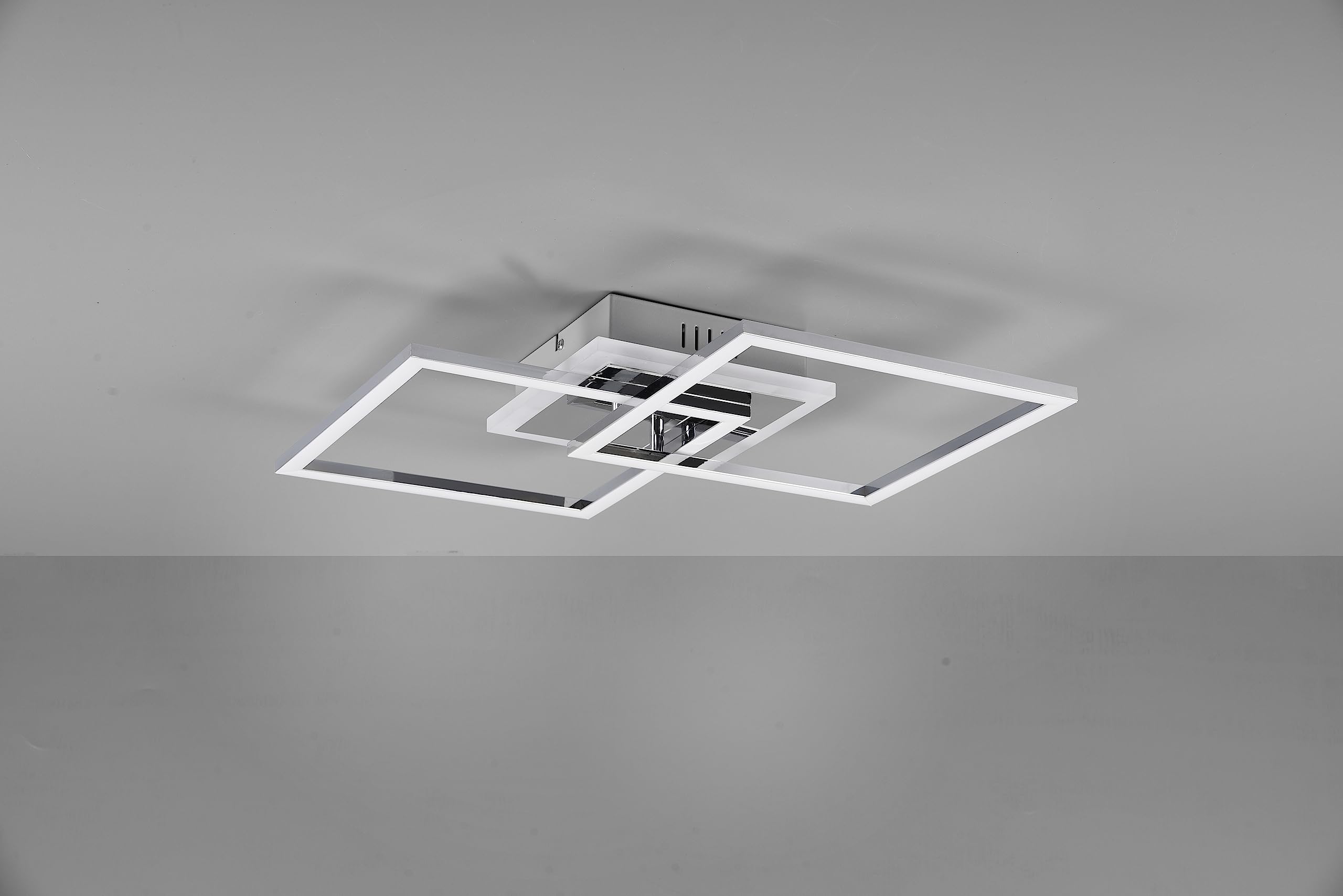 Reality, Plafón, Venida incl. 1 x LED,SMD,25,0 Watt,4000K,3000 Lm. Cuerpo: Metal, Cromo A:57,5cm, L:35,0cm, A:7,5cm Montaje en techo y pared,Función de memoria,IP20,4000K