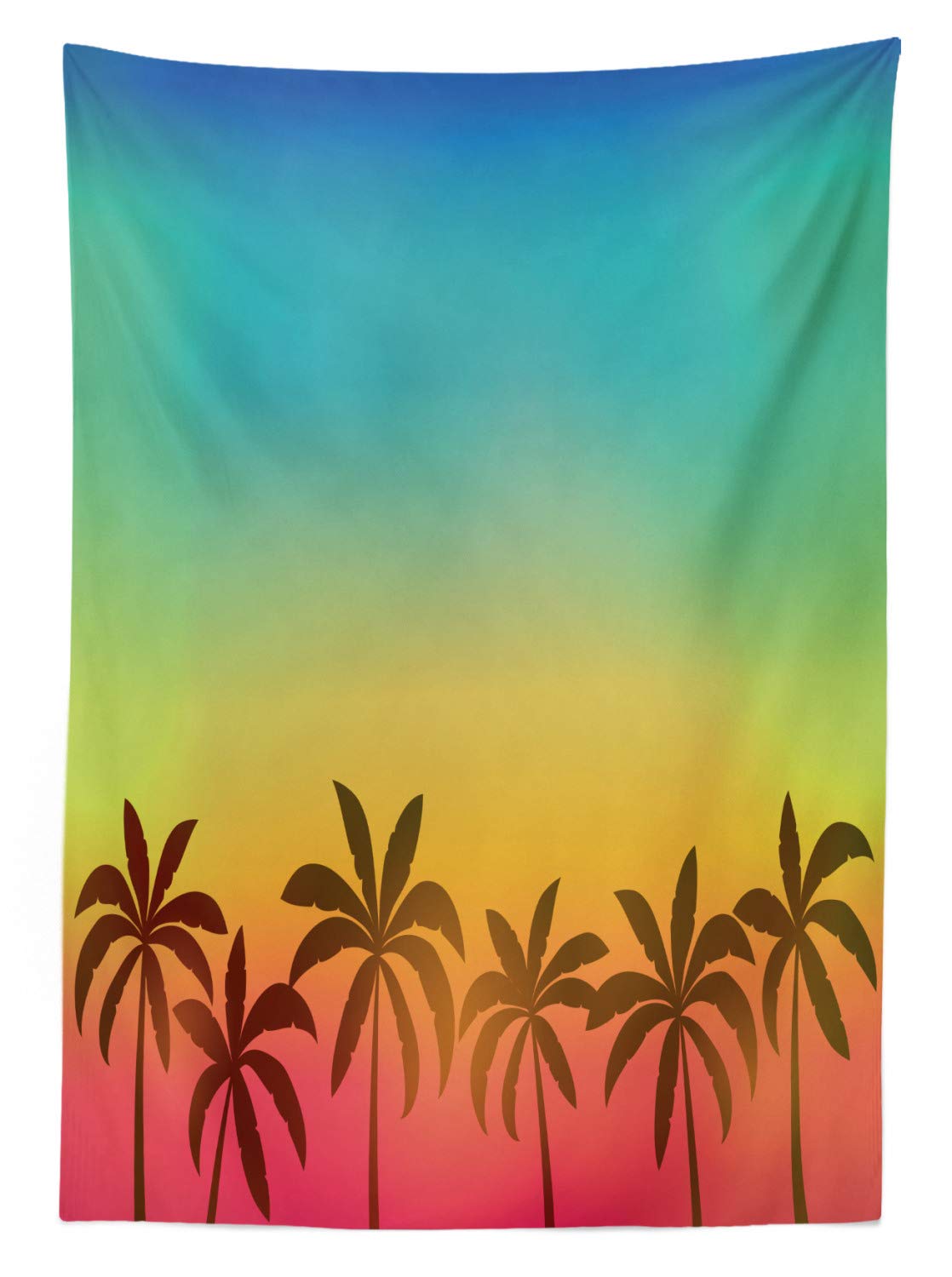 ABAKUHAUS Foglia Tovaglia, Tropical Palms Exotic, Rettangolare per Sala da Pranzo e Cucina, 140 cm x 240 cm, Verde Bianco
