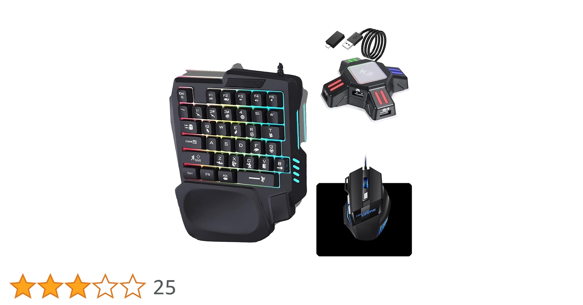 片手キーボード(マウス付き) Amazon | 片手ゲーミングキーボード専用コンバーター 内蔵 RGB