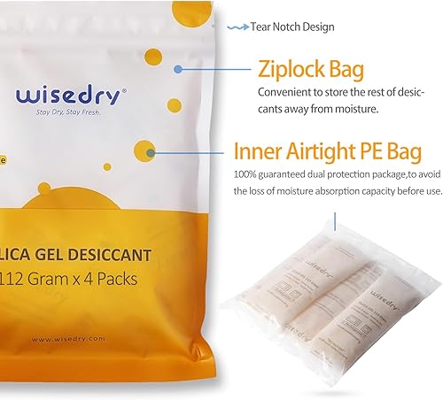 Miniatura 18 de 60 paquetes de gel de sílice de 0.18 onzas, bolsas deshumidificadoras recargables con agentes desecantes y perlas con indicador, de grado