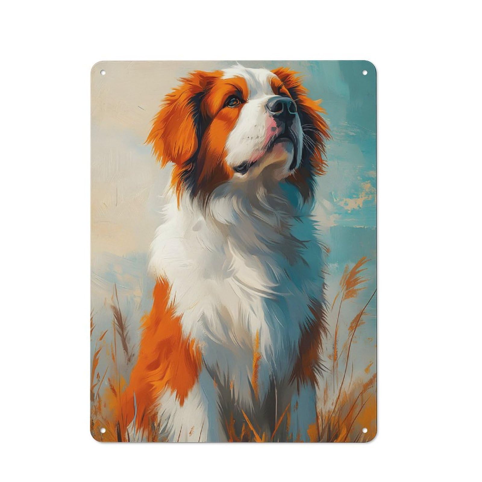 Junmoney Dog Portrait Painting Rustic Metal Sign 40X30cm For Kitchen Or Home Bar, Gift For Kitchen Decor Lovers During The Christmas Season