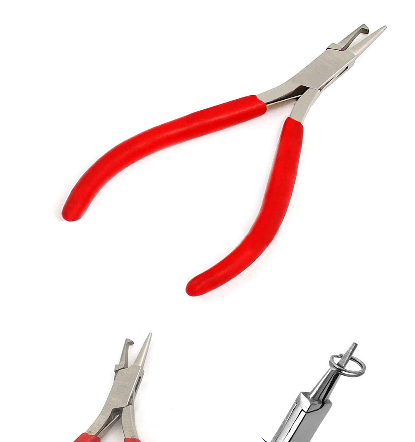 OdontoMed2011 5" Split Ring Pliers Opens Split Rings for Wire Wrap Bead Red Handle ODM