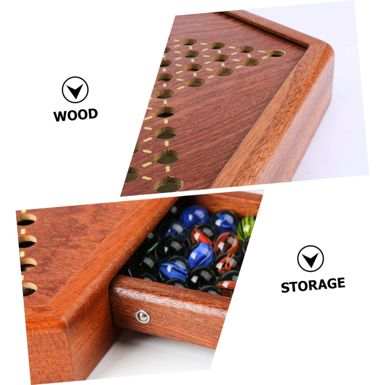 ibasenice Gioco da Tavolo in Legno Esagonale per Ragazzo Ragazza e Adulti con Biglie Colorate e Cassetto Porta Biglie per Intrattenimento Famigliare