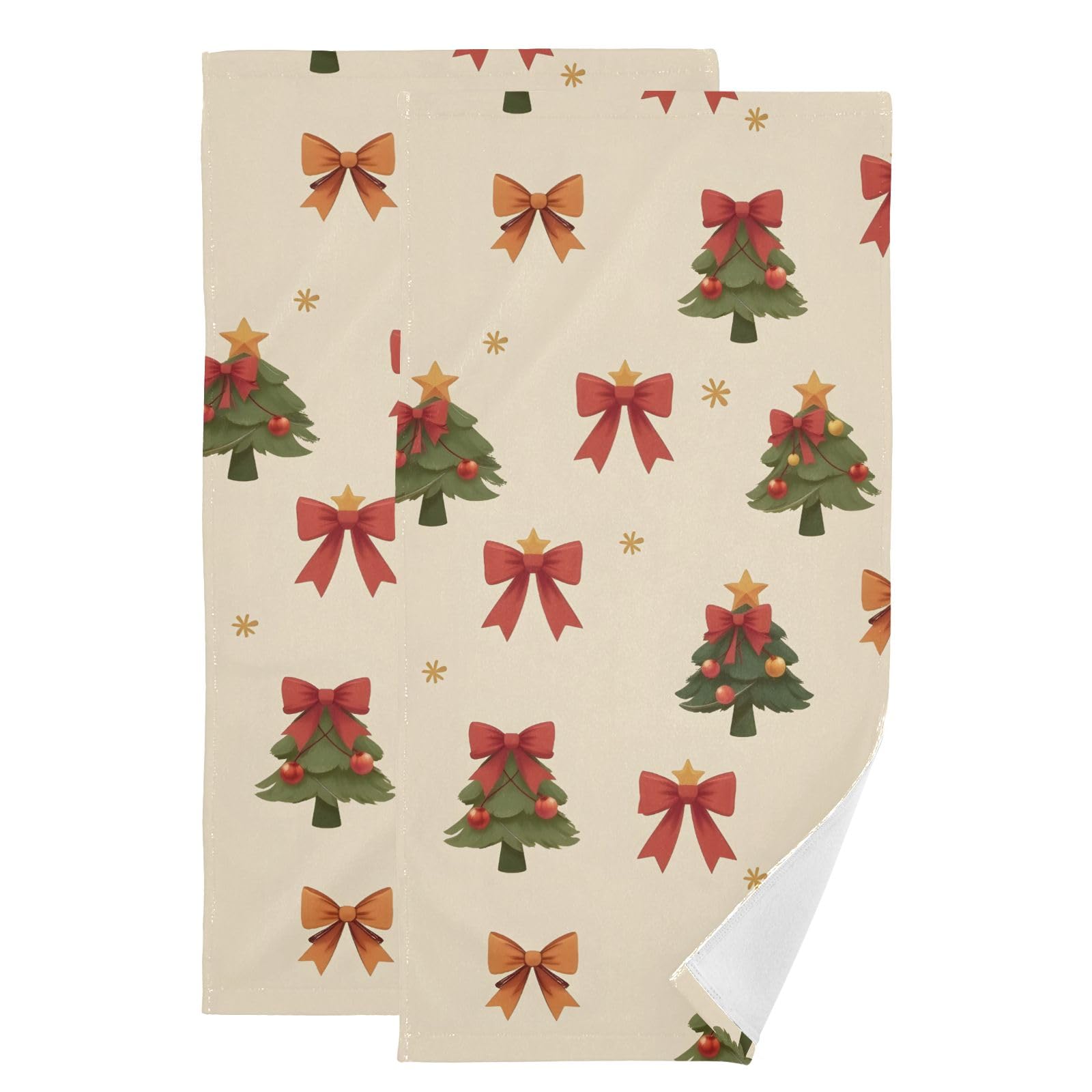 Toallas de baño de algodón de 36x72 cm, secado rápido y motivo navideño, 2 unidades