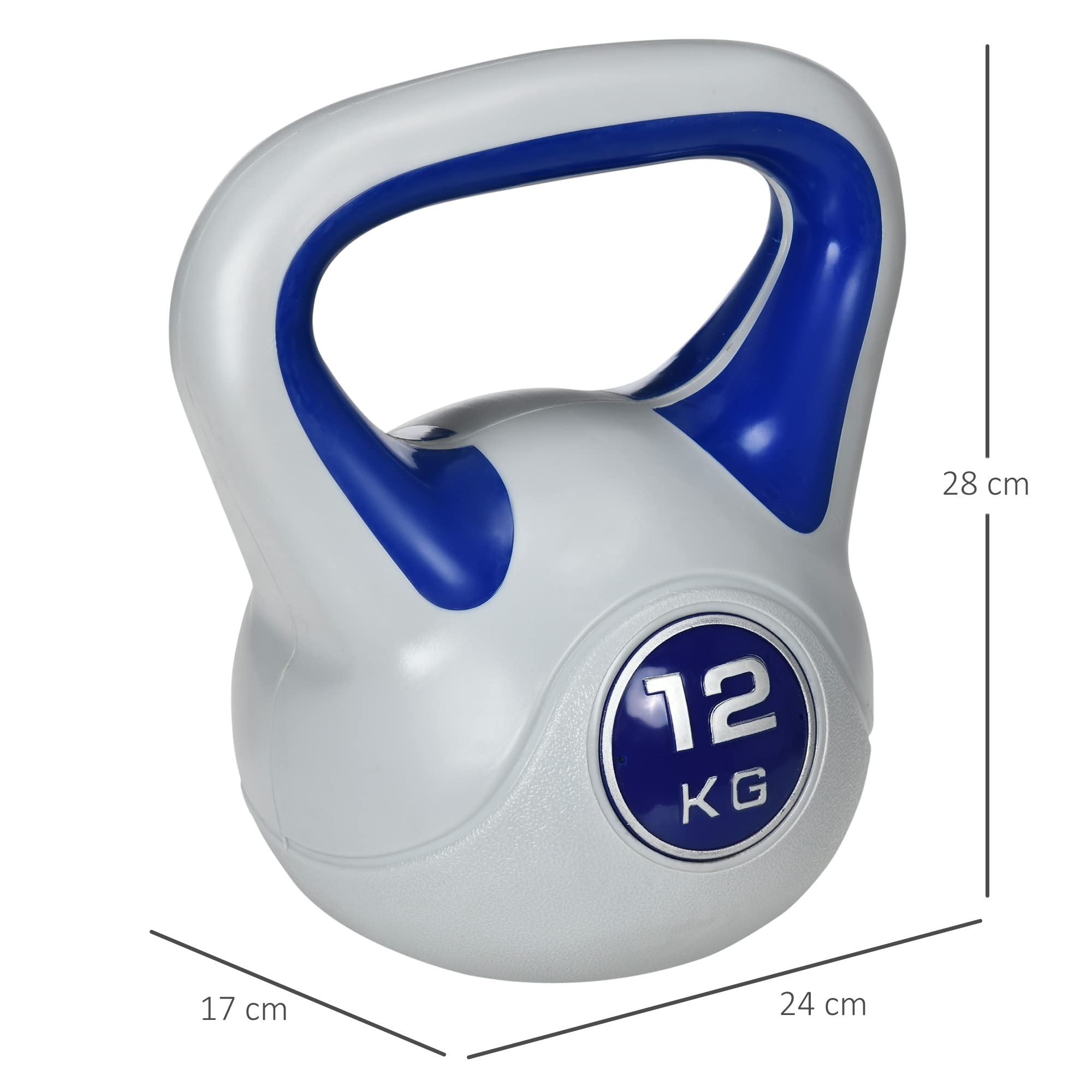 SPORTNOW Kettlebell 8/10/12/14/16 kg, Haltère avec Poignée Ergonomique, Haltère à Boule, Musculation, Entraînement, pour Fitness, Gym