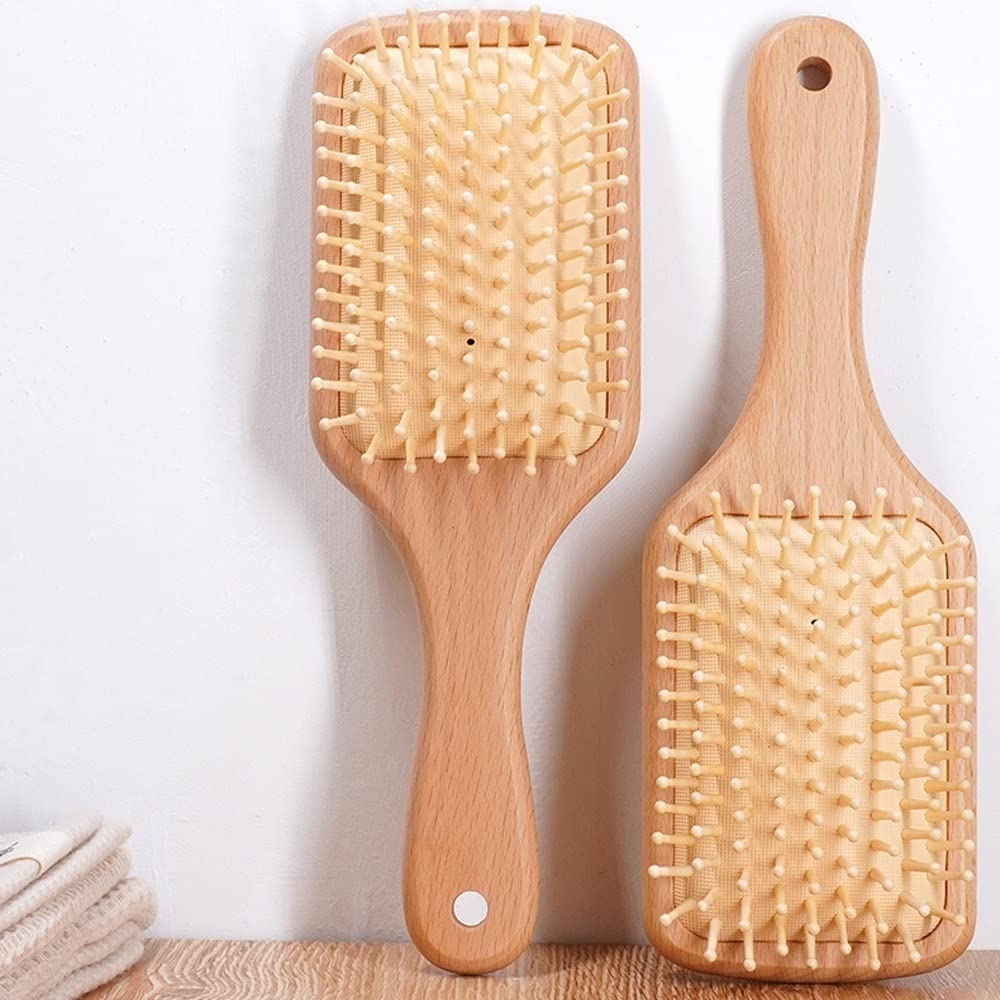 Peines de madera maciza natural, cepillo for el cabello, peine de masaje for mujeres y hombres, cuero cabelludo de masaje for reducir el encrespamiento, for cabello liso, rizado, ondulado, seco, húmed