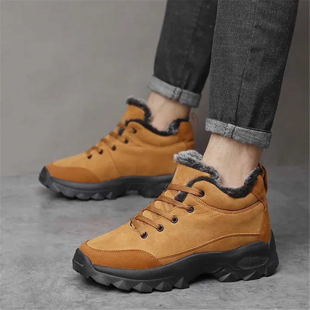 Men Snow Outdoor Shoes Thick Sole Sneakers for Men Winter Shoes Keep Warm Fluff Mens(40 Code)