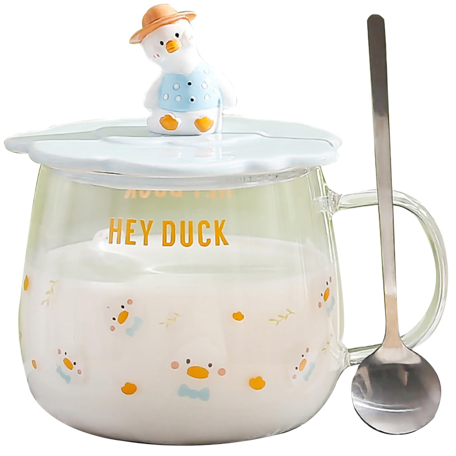 Tasse en verre thermorésistante 520 ml avec couvercle cuillère
