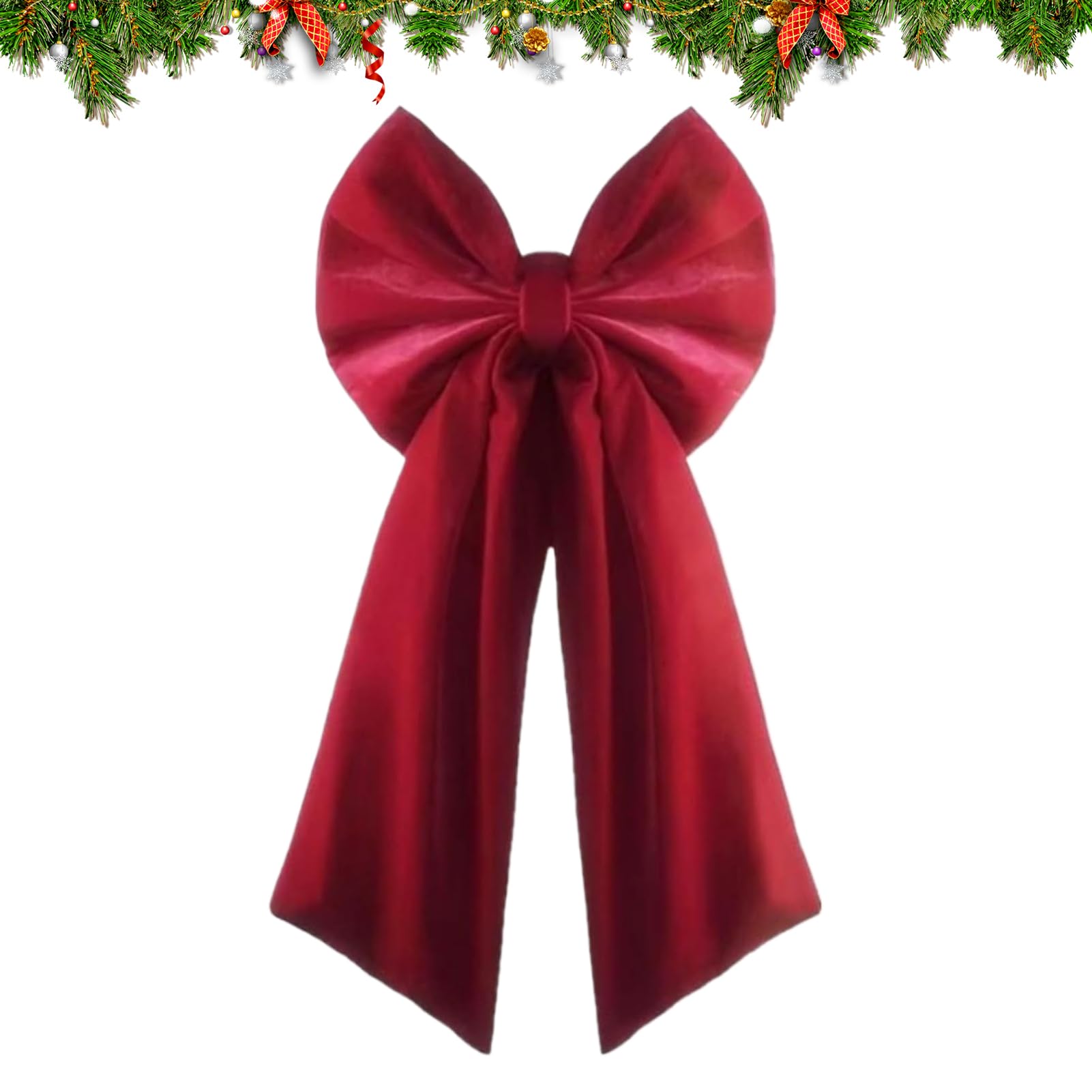 Lazos rojos para árbol de Navidad en terciopelo elegante de 91 cm de longitud