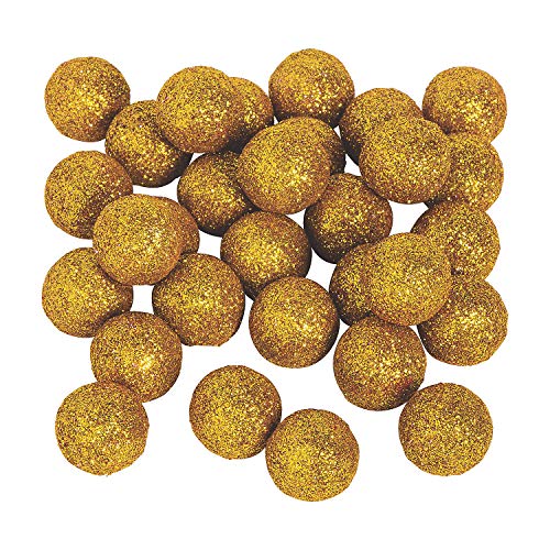 Fun Express Gold Glitter Ball Vase Filler – Elegant Party Décor for Weddings Anniversaries and Special Occasions – Sparkling Gold Accent for Centerpieces Flower Arrangements & More – 40 Pieces