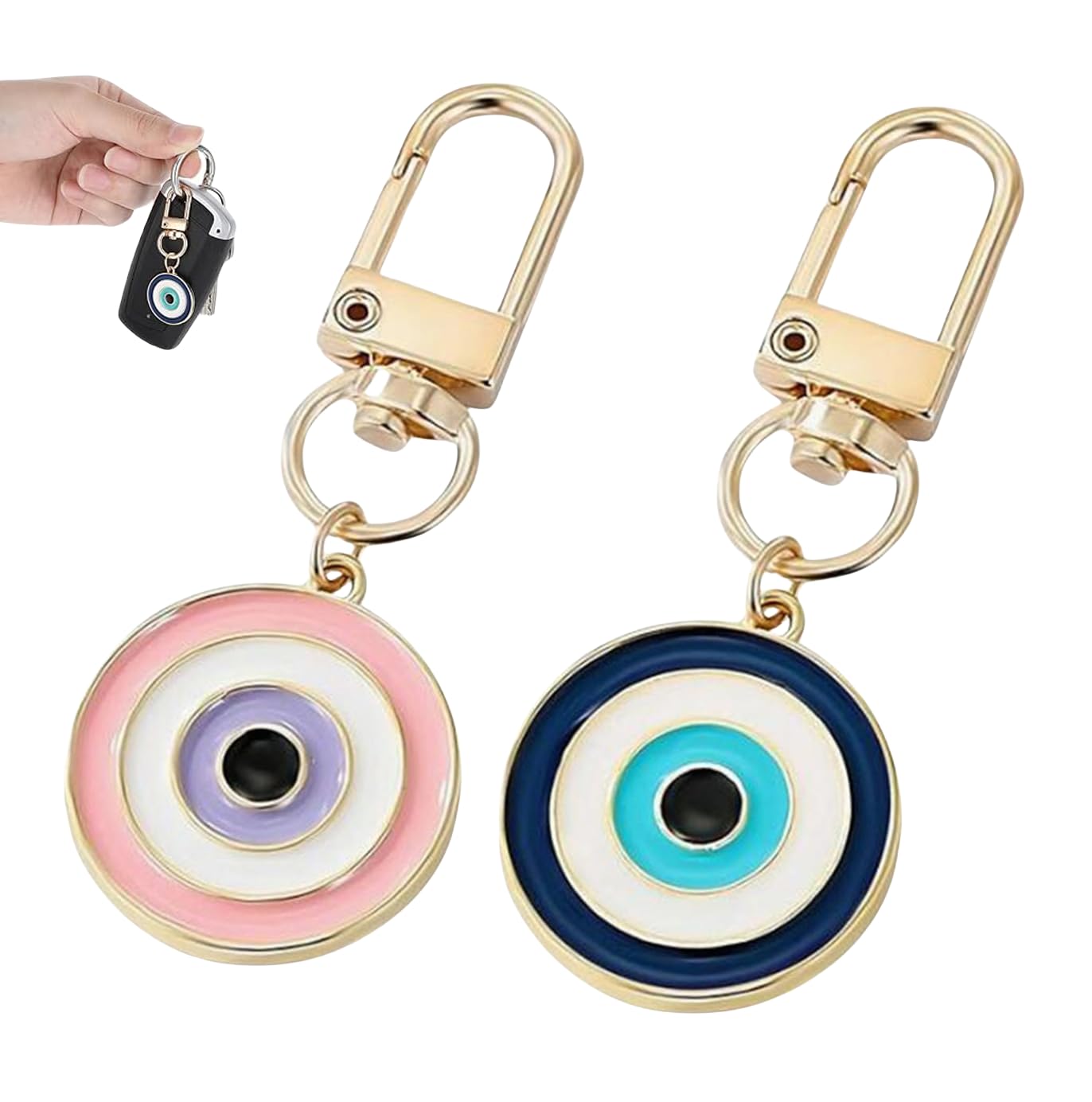 Bobozhong Women's Feng Shui Keychain,2 Pack Lucky Keychain Colorful Evil Eye Keychains,Good Luck Amulet Protection Car Key Chain Bag Purse Keychain For And Men