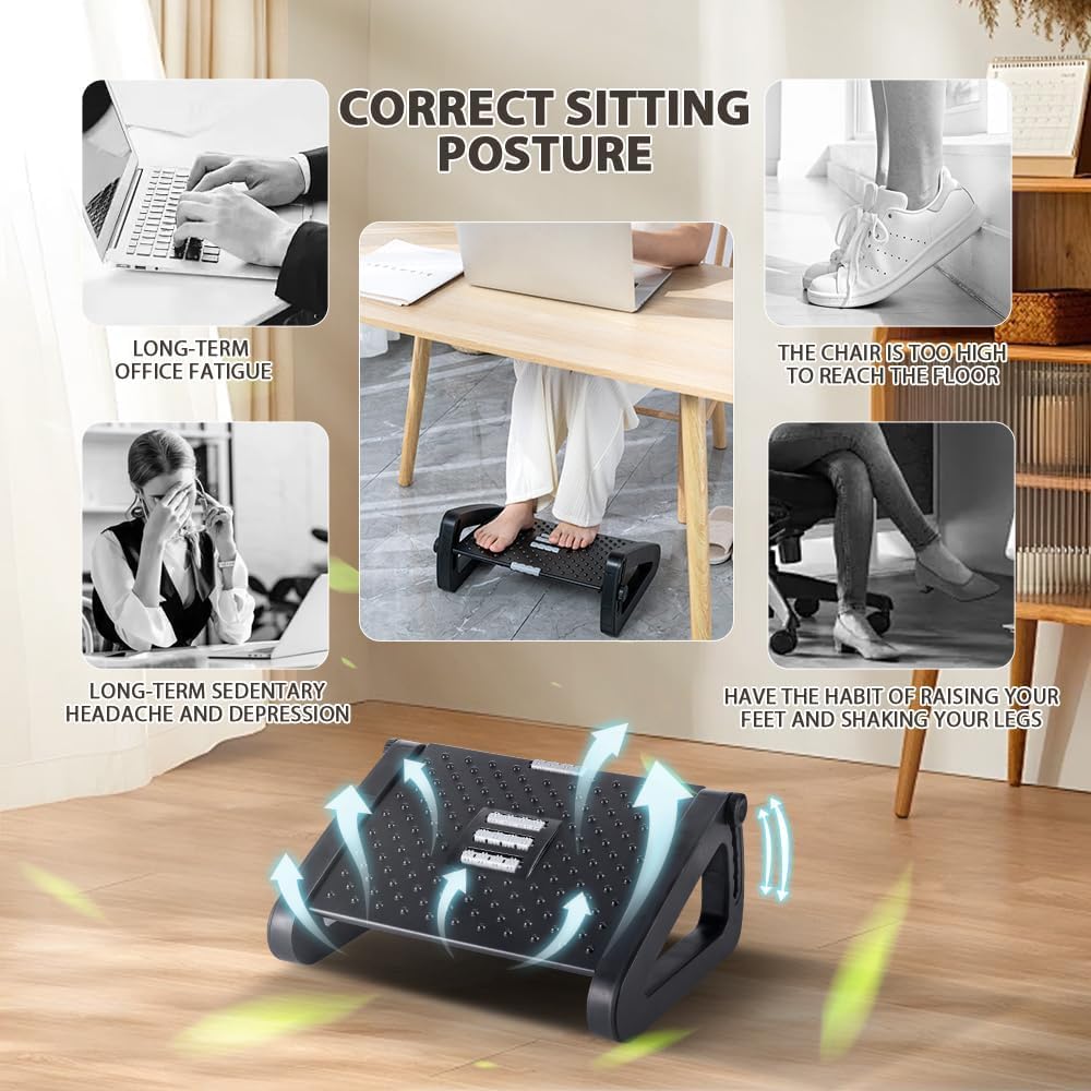 Craftisha Foot Rest, Six Heights Adjustable Foot Rest for Desk on Work, Ergonomic Foot Stool of Office Desk, Foot Massage Roller Under Desk Footrest, Cursor Footrest for Leg Rests Craftisha Foot Rest, Six Heights Adjustable Foot Rest for Desk on Work, Ergonomic Foot Stool of Office Desk, Foot Massage Roller Under Desk Footrest, Cursor Footrest for Leg Rests