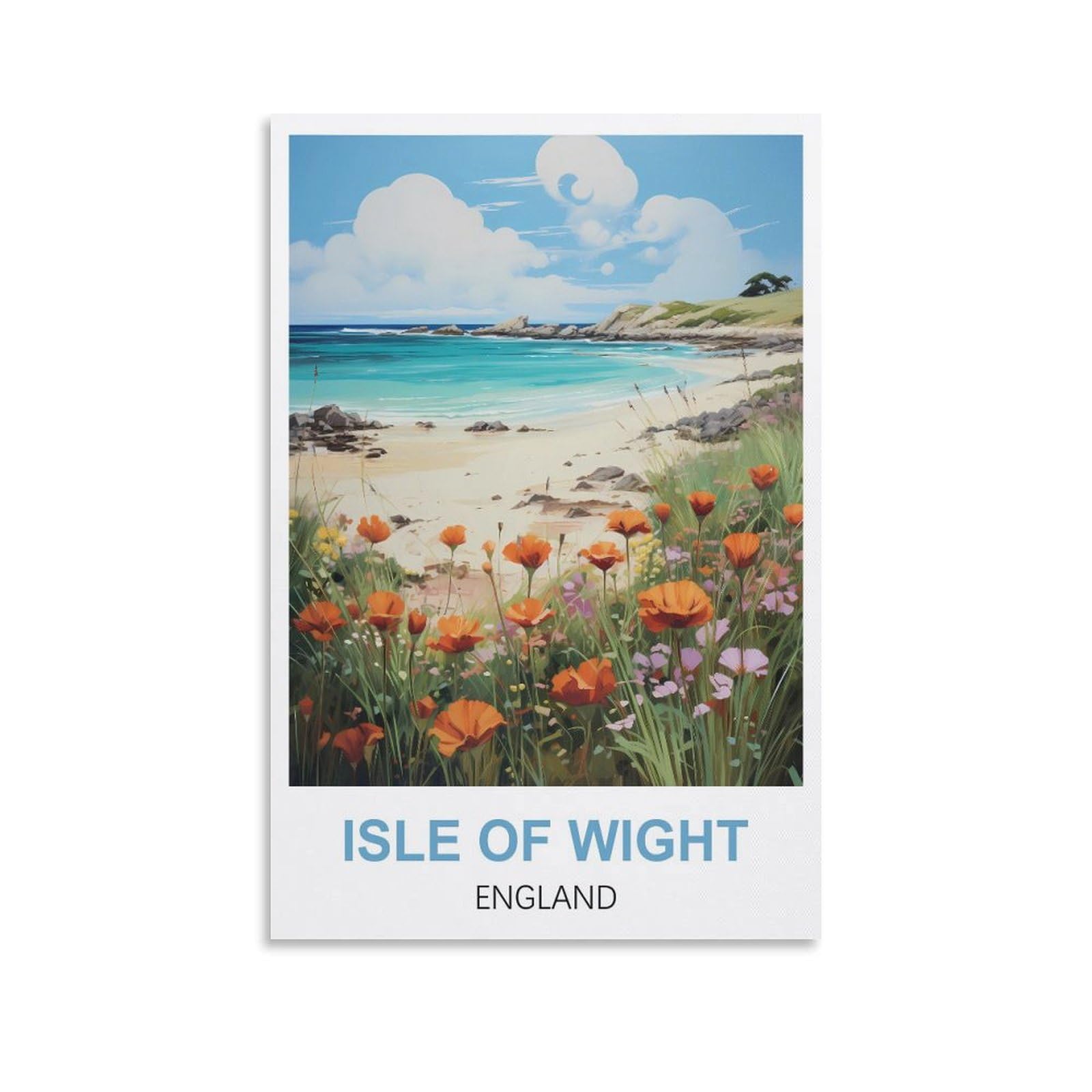 Cyyhgee Unframe-Style Isle Of Wight England Vintage Travel Poster 08X12inch(20X30cm) Canvas Poster Wall Art Living Room Home Decor