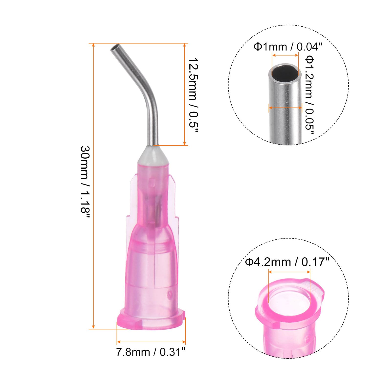 24stk stumpfe Spitze Dosierkanüle 30 Gauge 1 Zoll Schraubanschluss