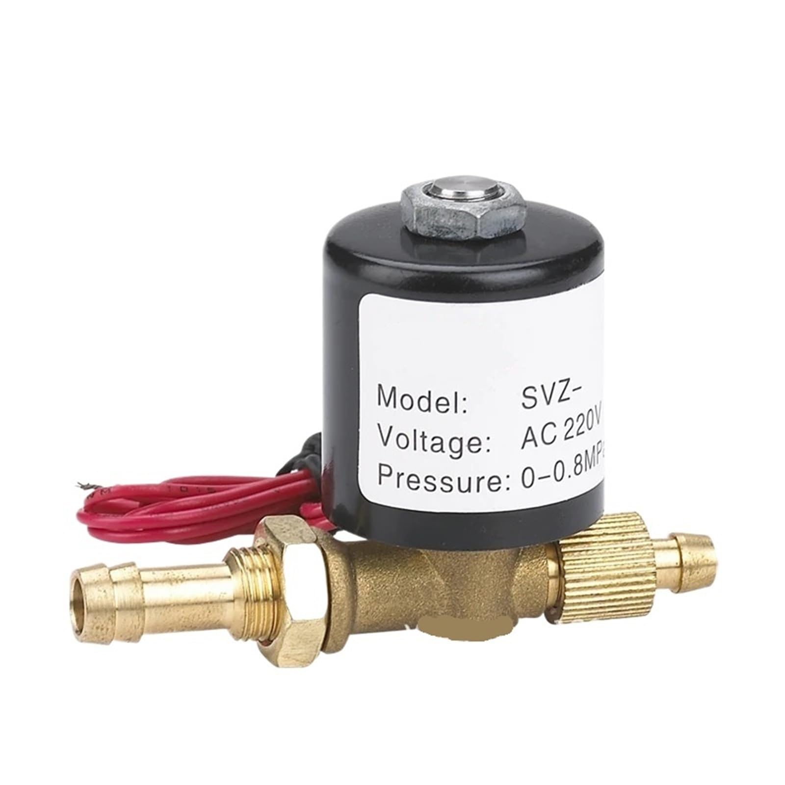 QRUYHBAJU 6mm 8mm Connector 2 Way Solenoid Valve DC 24V AC36V AC220V 0-0.8Mpa Locked with Buckle SVZ-1.5(Onecolor)