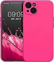 Vista 5 de kwmobile Funda compatible con Apple iPhone 13, funda protectora delgada de TPU con acabado mate suave, color rosa neón