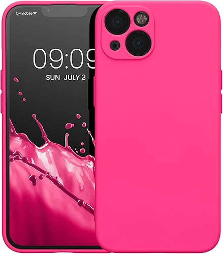 Miniatura 5 de kwmobile Funda compatible con Apple iPhone 13, funda protectora delgada de TPU con acabado mate suave, color rosa neón