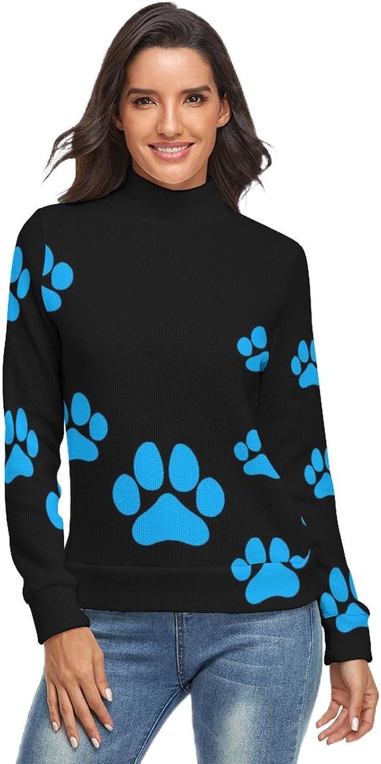 Colour Print Sweater Womans Long Sleeve Turtleneck Sweater Slim Tops Shirts Thermal Underwear Tops Casual Clothes