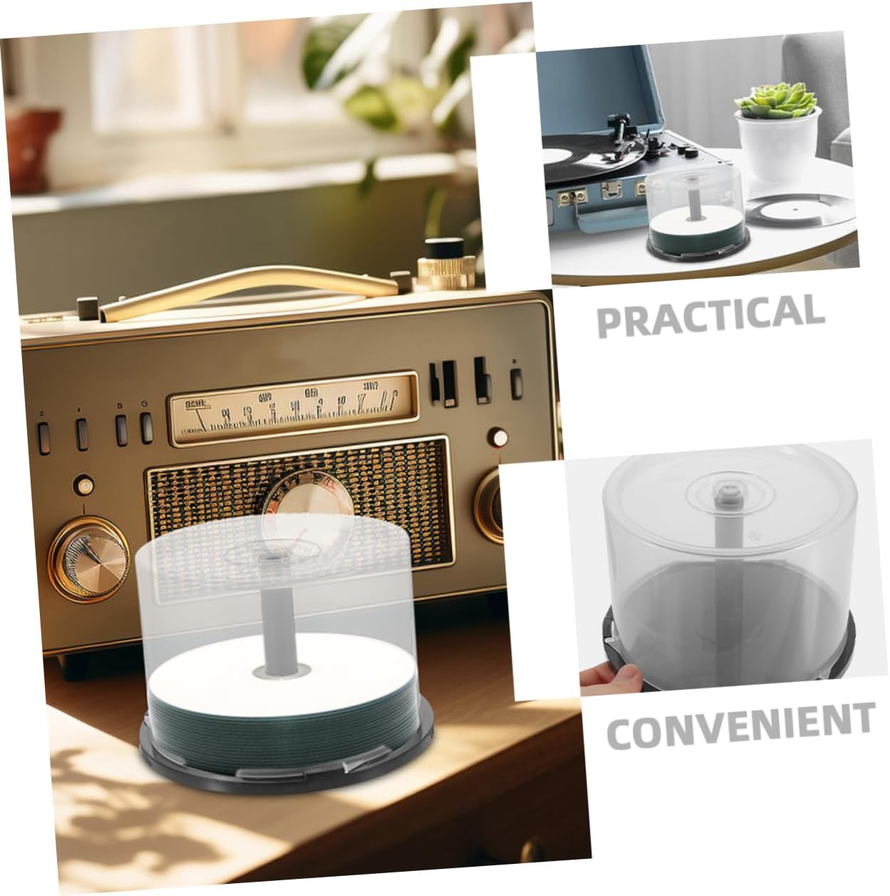 CHILDWEET 3pcs Box Cd Storage Cases Plastic Cd Holders Storage Units Lids for Desktop