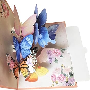 Amazon | 3D 蝶々ポップアップカード 蝶が舞う感じ 立体