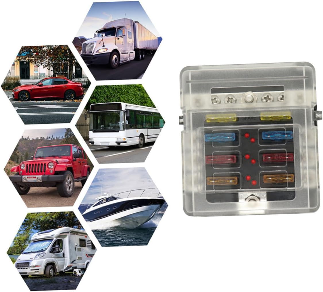 Zerodeko Ways Fuse Box with Negative Bus and Insulating Cover Durable Heat Resistant Flame Resistant for Automotive Rvs Boats More