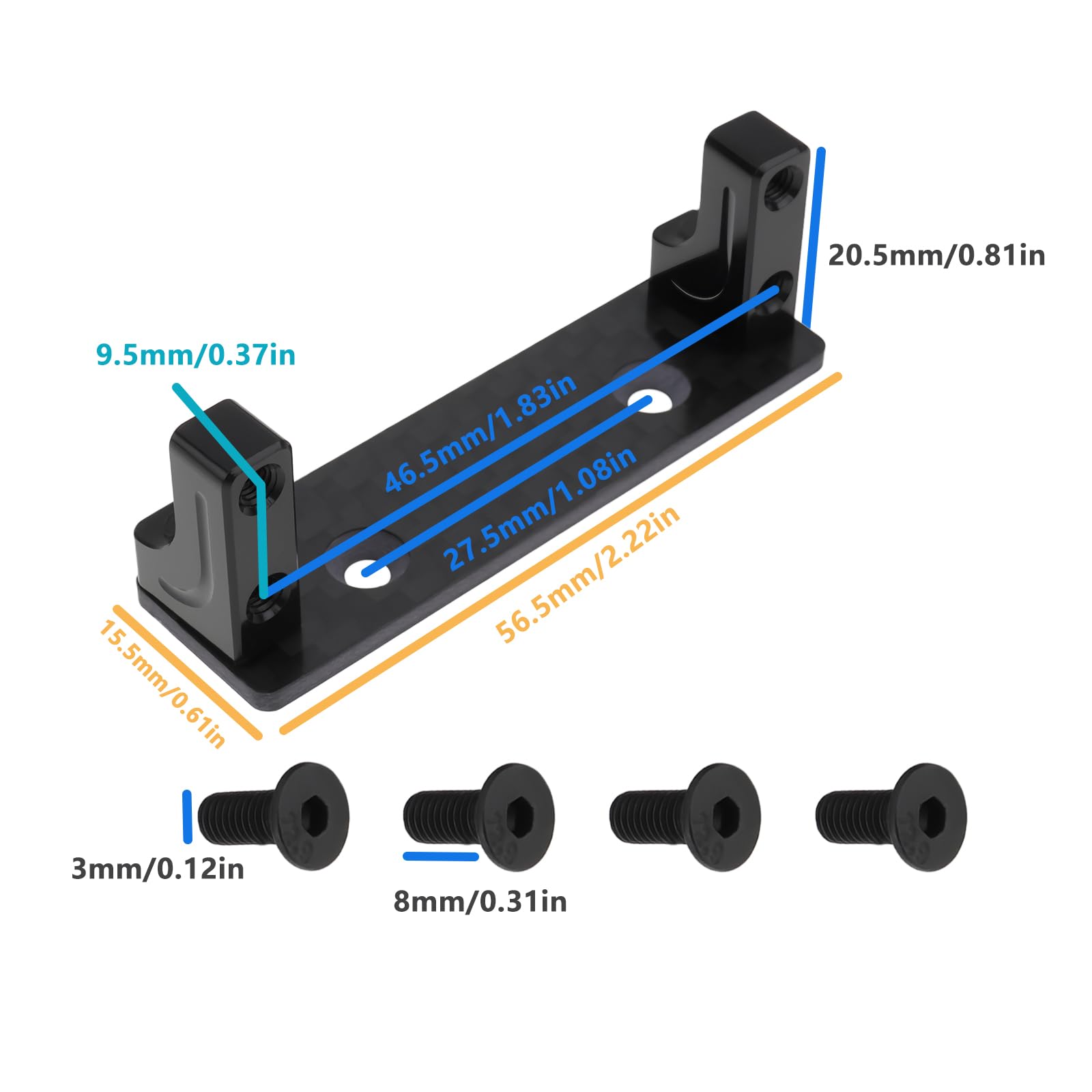 Create idea 1:10 RC Car Alloy Carbon Servo Mount Carbon Plate 56.5x20.5x15.5mm Compatible with AXIAL SCX10 AXI0300 - Image 4