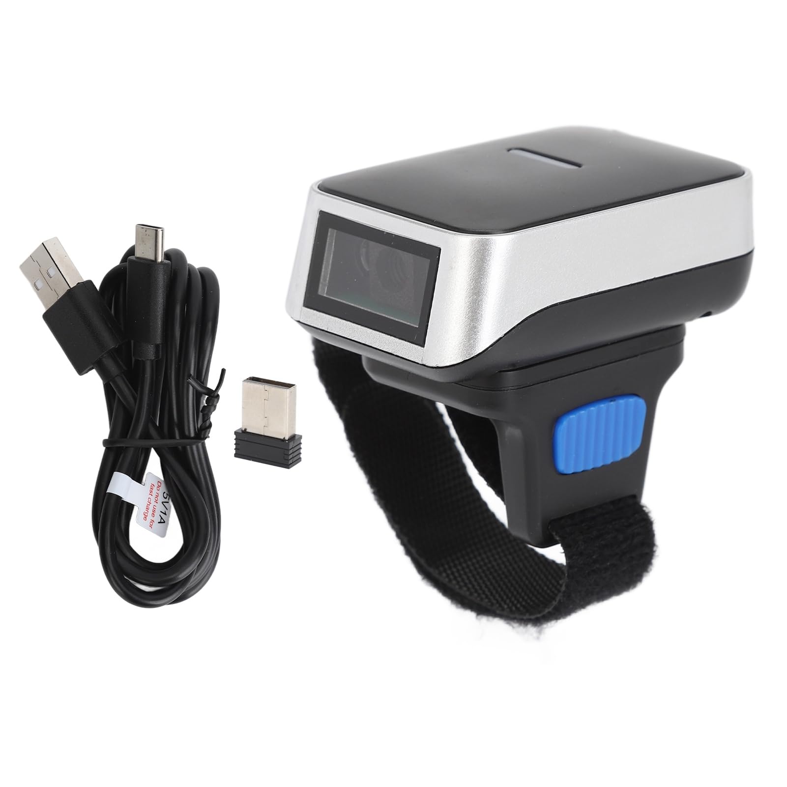 Gonetre Escáner de Código de Barras de Anillo, Lector de Código de Barras de Dedo Portátil Inalámbrico 1D 2D QR con Cabezal Giratorio 180, para Teléfono POS de Computadora