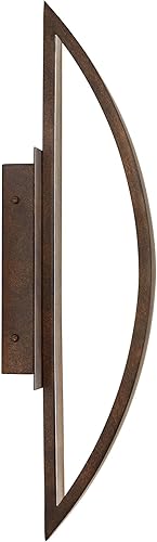 Miniatura 8 de Possini Euro Design Moderna lámpara LED de pared para exteriores, marco de acero arqueado de 20 1/2 pulgadas, marco de acero para exteriores, casa,