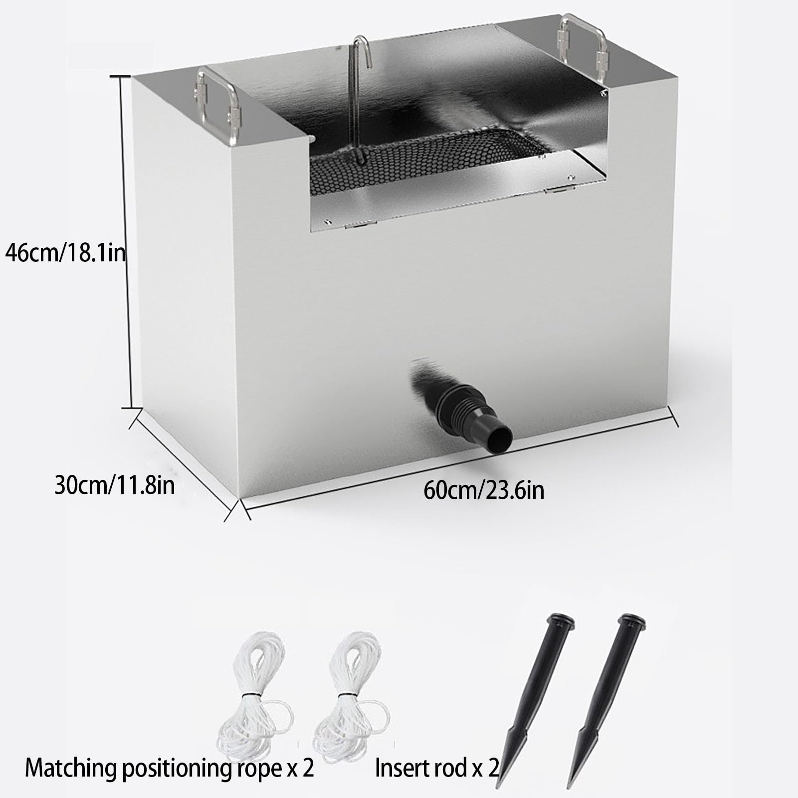 Skimmer de estanque, acero inoxidable, 22 L, multiusos, con bomba de alto flujo, colector de desechos para limpieza de piscinas, reductor de lodo resistente