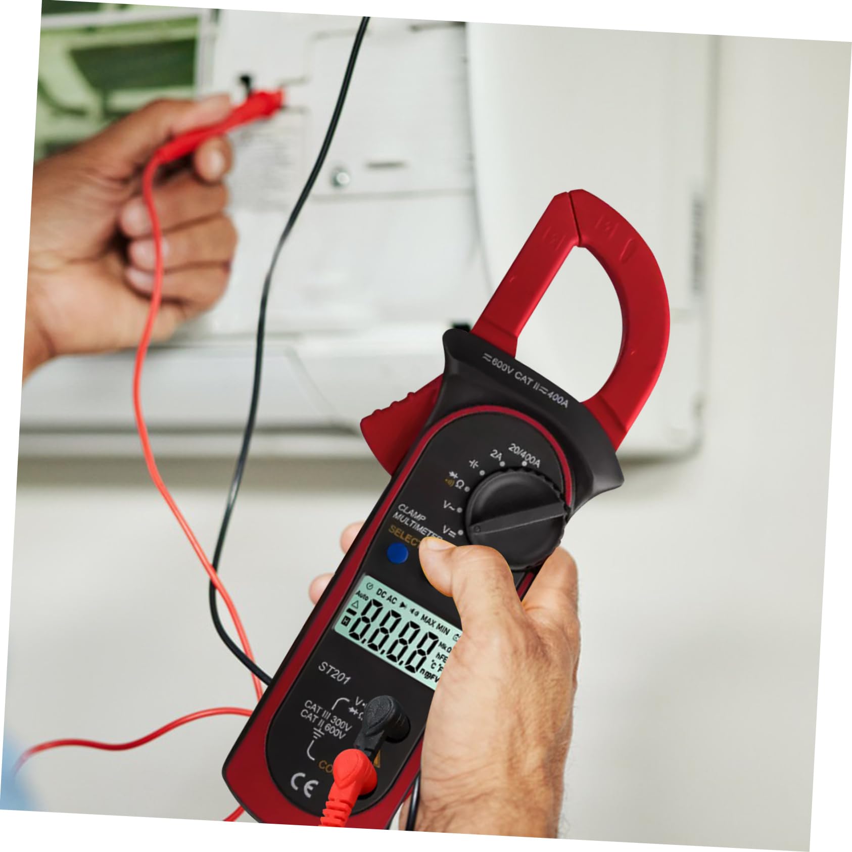 Digitales Zangenamperemeter Multimeter Rot aus Kunststoff