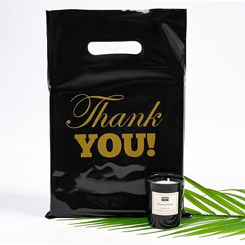 Miniatura 4 de 50 bolsas de mercancía de agradecimiento, bolsa de compras de plástico para pequeñas empresas, bolsa de venta al por menor con asas troqueladas